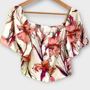 Leith Floral Square Neck  Crop Top